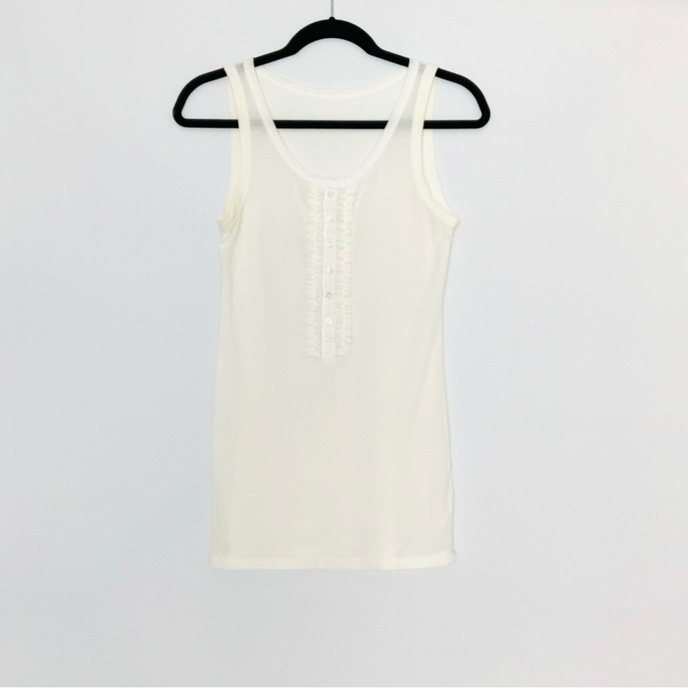 Marc Cain Silk Cotton White Sheer Sleeveless Tank Top S